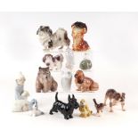 A collection of small ceramic animals including; Royal Copenhagen bear, 10cm high, a Royal Doulton