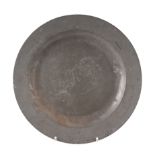 A George III pewter charger by Yates, Birch & Spooner, 42cms diameter.