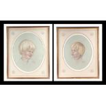 20th century British School - a pair of head & shoulder portraits depicting young boys, pastel, both