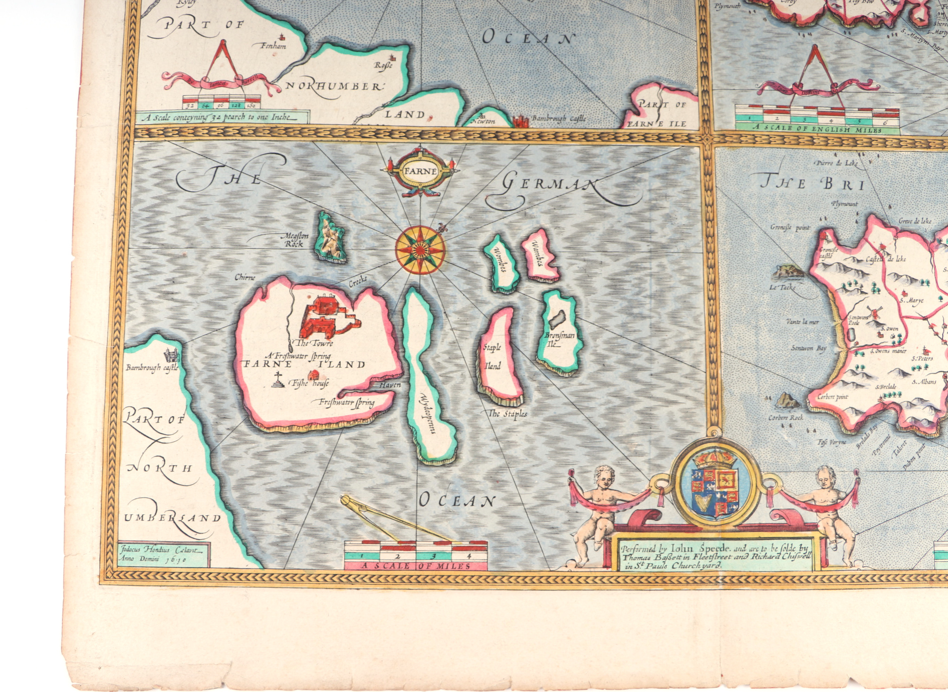 John Speed (1552-1629) - The British Islands - four engraved maps on one sheet of Holy Island, - Image 5 of 7