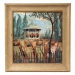 Attributed to David Graham (b1926) - Kensington Gardens Bandstand - signed lower right, palette