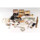 A quantity of costume jewellery to include cufflink sets and necklaces.