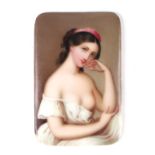 A 19th century KPM style continental rectangular porcelain plaque depicting a risque study of a