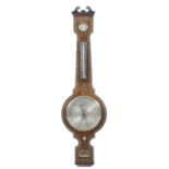 A Victorian rosewood and mother of pearl wheel barometer by Raban, Luton, C.1840-50. with a silvered