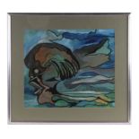 Taju Mohibi (modern Lagos) - Swimming for Pleasure - abstract watercolour, signed and dated Nov '81,