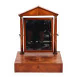 A French Empire mahogany toilet mirror with box base, having one long drawer, 46cm wide. Condition