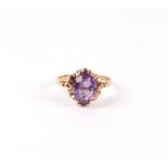 A 9ct gold amethyst dress ring, approximately uk size O, 2.4g.