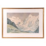 D Dangar (20th century British) - Grand Combin - Swiss mountain scene, watercolour, Sherborne Art