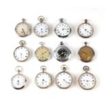 Twelve open face pocket watches, for spares or repairs, (12)