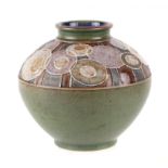 A Royal Doulton stoneware vase decorated with circles, 14cms high. Condition Report Very good