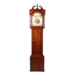 A 19th Century long cased clock, the silver dial with Roman numerals, eight day movement, in an