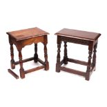 An early 20th century oak joint stool; together with another similar (2).Condition ReportOne in good