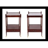 A pair of Georgian style mahogany two-tier bedside tables, 46cm wide,