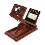 A 19th century figured walnut Rowsell`s Graphoscope, together with a quantity of stereoscopic cards