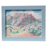 N R Edmond (20th century school) - Landscape in Menorca - oil on canvas, framed, 39 by 29cms.