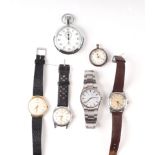 A group of gentleman's wristwatches to include Accurist and Oris; together with a Smiths stopwatch