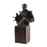 A limited edition bronze group depicting a sailor and a ship's wheel, numbered 58/2500, 22cms high.