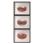 E Kuiller (?) a set of three silk screens prints depicting landscape scenes, signed in pencil to the