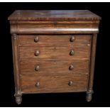 A Victorian mahogany Scottish chest with two shaped short drawers above four graduated long drawers,
