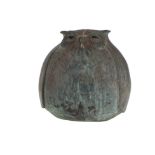 Austin Products bronzed pottery owl, impressed D signature to the base, approximately 20cm high.