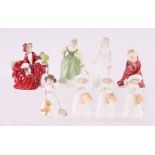 A group of Royal Doulton figures to include Lydia HN1908, Fair Maiden HN2211, This Little Pig