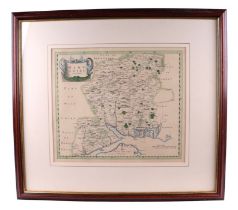 After Robert Morden - a hand coloured map incorporating parts of Wiltshire, part of Dorsetshire