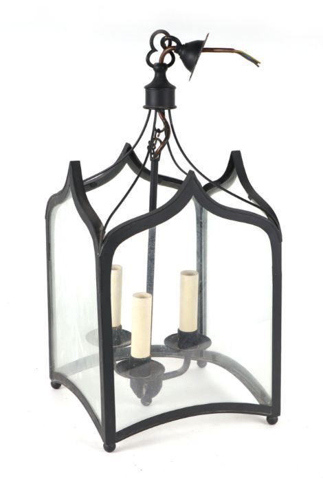 A Gothic style hall lantern; together with a frosted glass ceiling light (2). - Image 2 of 3