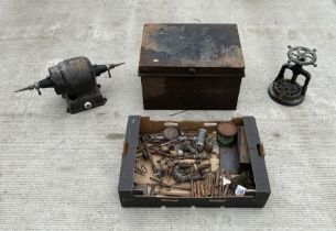 A quantity of vintage jewellers and silversmiths tools to include a Marelli polishing motor, ring
