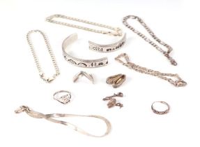 A quantity of assorted modern silver jewellery to include bracelets, rings and charms, 58g.