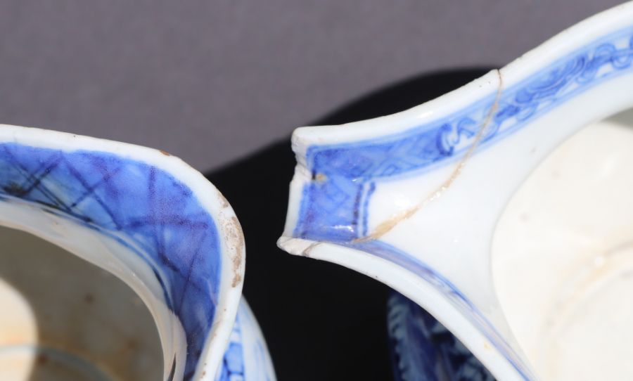 A pair of Chinese blue & white shallow dishes decorated with a pagoda, 15cms diameter; together with - Image 2 of 5