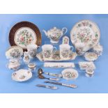 A quantity of Anysley Pembroke pattern ceramics to include teapot, miniature clock, sandwich tray