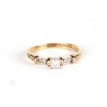 A 9ct gold five-stone diamond ring, approx UK size O, 2g.