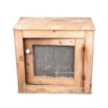 A late Victorian pine meat safe with gauze panelled door, 69cms wide.