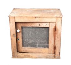 A late Victorian pine meat safe with gauze panelled door, 69cms wide.