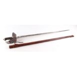 An 1897 Pattern George V dress sword in leather scabbard, 101cm long.
