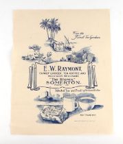 An early 20th century grocery advertising poster 'E. W. Raymont Family Grocer, Tea, Coffee &