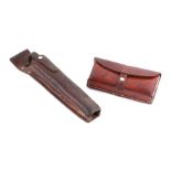 Swiss Army leather ammunition pouch or cartridge case 21.5cms (8.5ins) wide, stamped to the reverse: