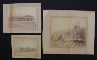 Railway interest. Three Victorian albumen photographs depicting locomotives and tenders, the largest