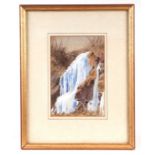 A Jukes-Browne - Waterfall - 'Organ Pipes', Frozen Falls near River Tavy, Tavistock, watercolour