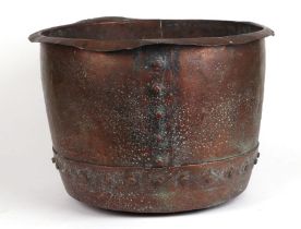 A 19th century riveted copper log bin, 41cms wide. Condition Report Undulations to the copper,