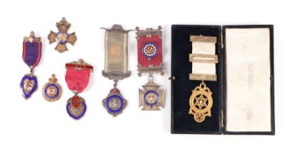 A group of Masonic, Buffalo and Society jewels, gilded and enamel decoration, various dates and