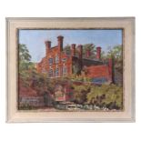 D L Chalk (mid 20th century school) - West Hanney House - oil on board, inscribed to verso '