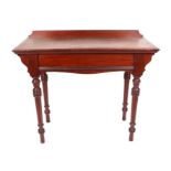 A Victorian mahogany hall table, the rectangular top on turned and reeded legs, 92cms wide.