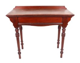 A Victorian mahogany hall table, the rectangular top on turned and reeded legs, 92cms wide.