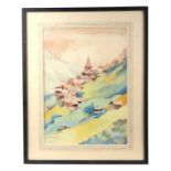 B Dangar (continental school) - Alpine Landscape - watercolour, signed lower left, 26 by 37cms,