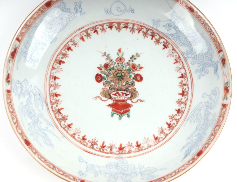 A pair of 18th / 19th century Chinese famille rose plates decorated with birds and flowers, 23. - Image 9 of 19