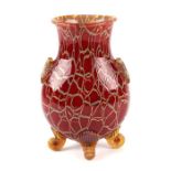 An early 20th century Bohemian Art glass vase of ovoid form with flared neck and applied shell