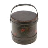 A 19th century Shaker painted bentwood box with swing handle, stamped 'Saratoga' to the lid, 35cms