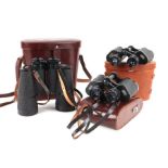 Two pairs of Carl Zeiss Jena Jenoptem 8x30 binoculars, cased; together with a similar 10x50 pair,