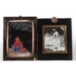 An Indian portrait miniature depicting a gentleman ironing laundry, painted on mica, framed &